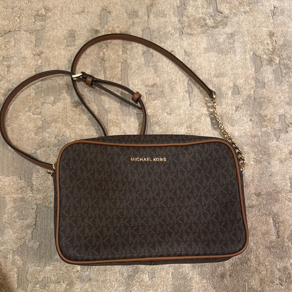 Michael Kors Dark Brown Shoulder Bag with Gold Chain